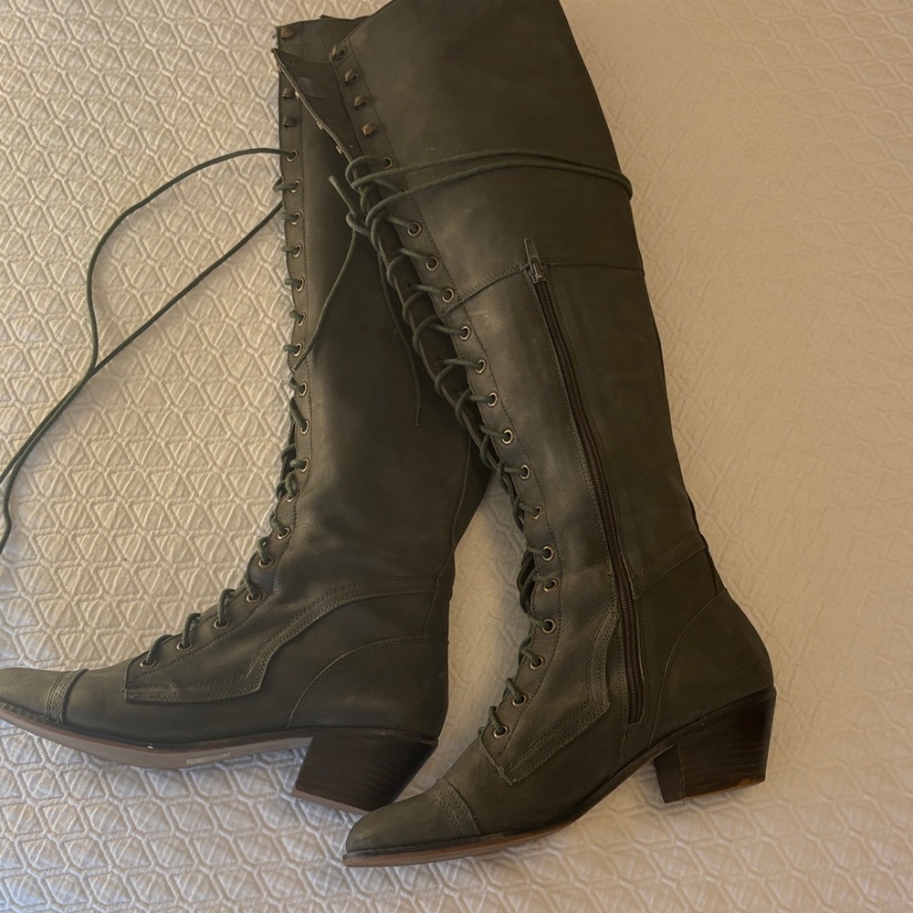 Jeffrey Campbell X Free People Olive Lace-Up Over the Knee Boots